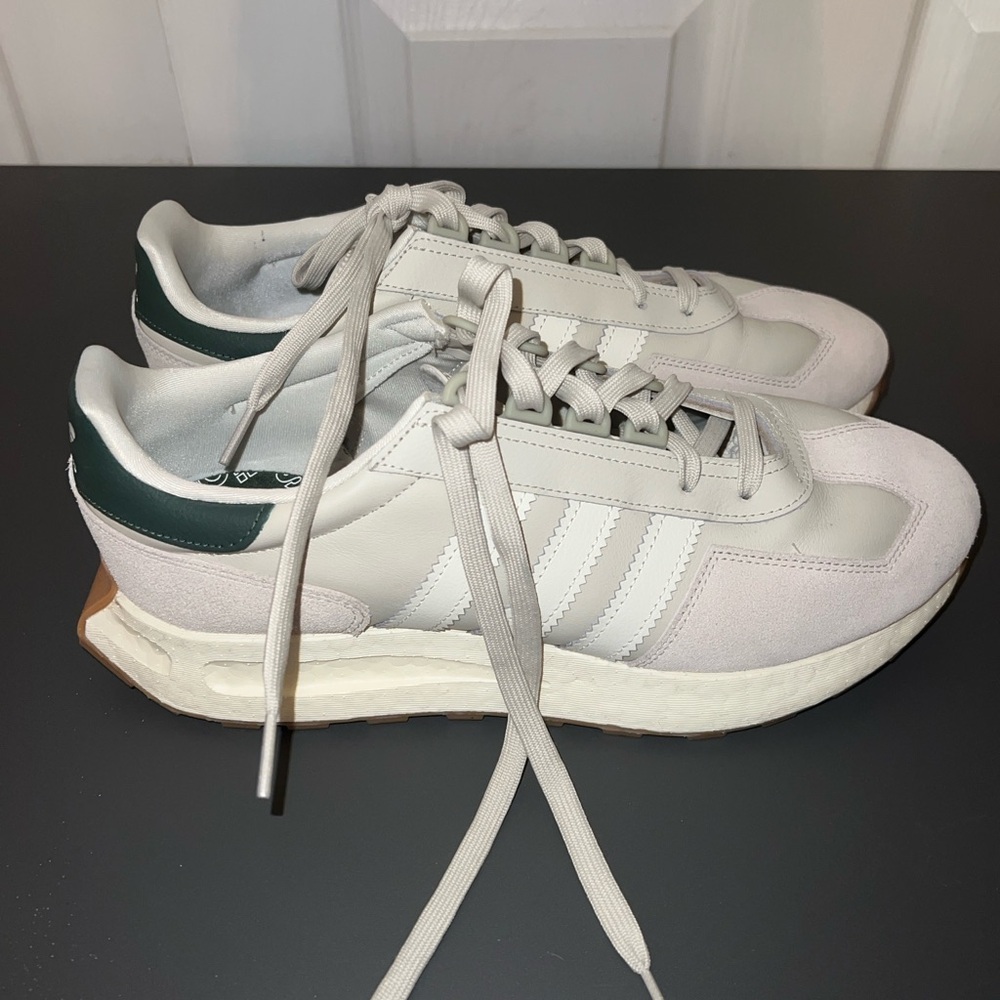 Adidas White and Green Casual Sneakers
